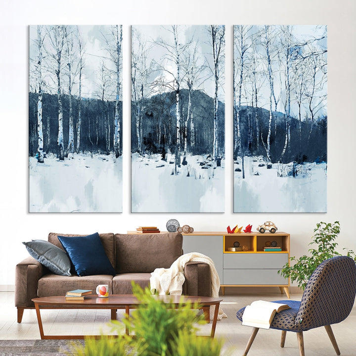 Amazing Winter Landscape Picture Print on Cotton Canvas Forest Wall Art