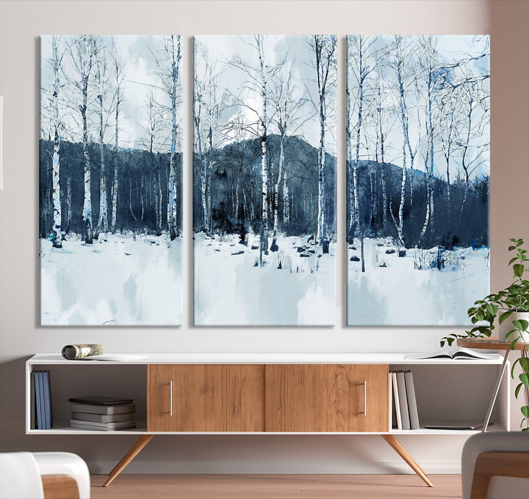 Amazing Winter Landscape Picture Print on Cotton Canvas Forest Wall Art