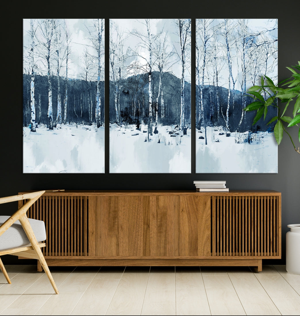 Amazing Winter Landscape Picture Print on Cotton Canvas Forest Wall Art