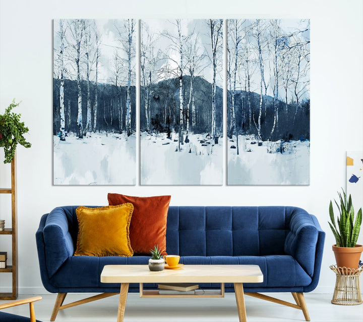 Amazing Winter Landscape Picture Print on Cotton Canvas Forest Wall Art