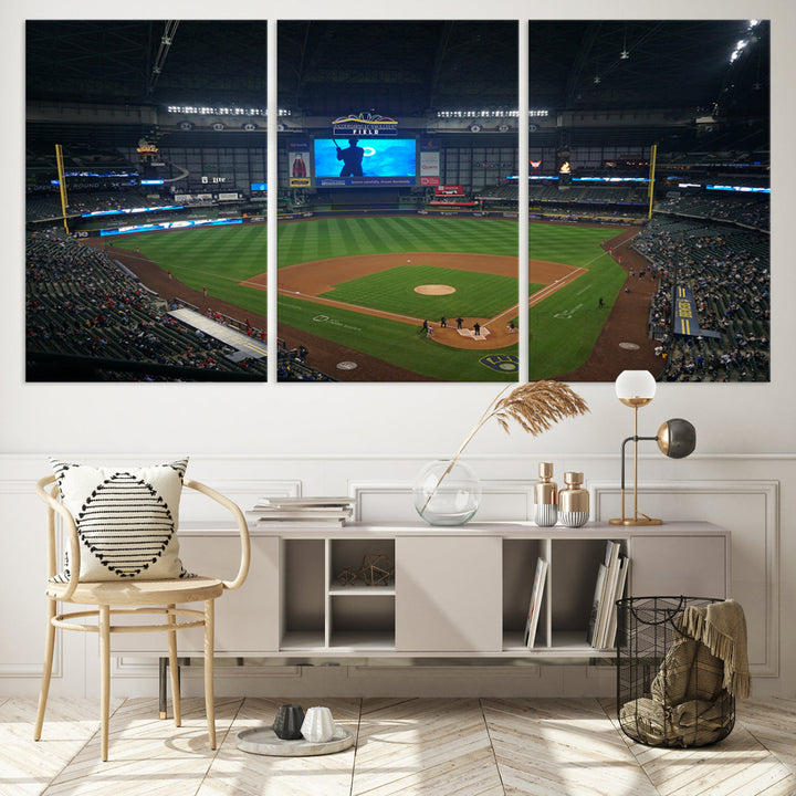 American Family Field Milwaukee-Brewers Baseball Stadium Wall Art Canvas Print