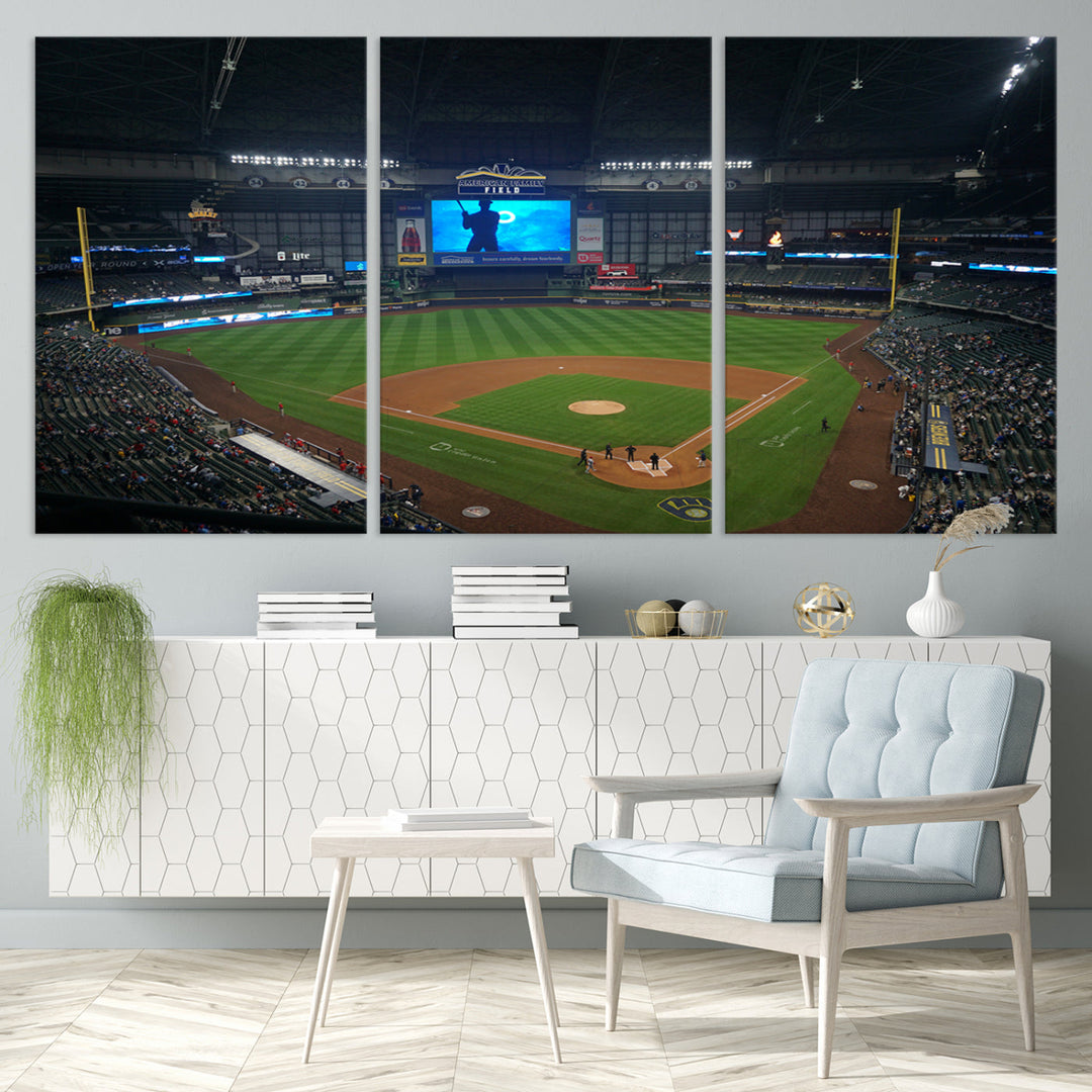 American Family Field Milwaukee-Brewers Baseball Stadium Wall Art Canvas Print