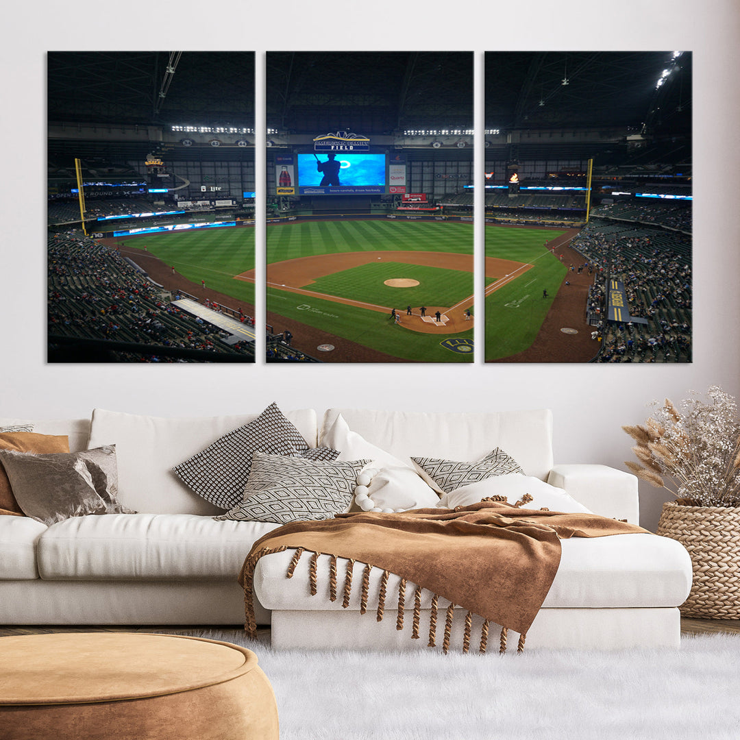 American Family Field Milwaukee-Brewers Baseball Stadium Wall Art Canvas Print