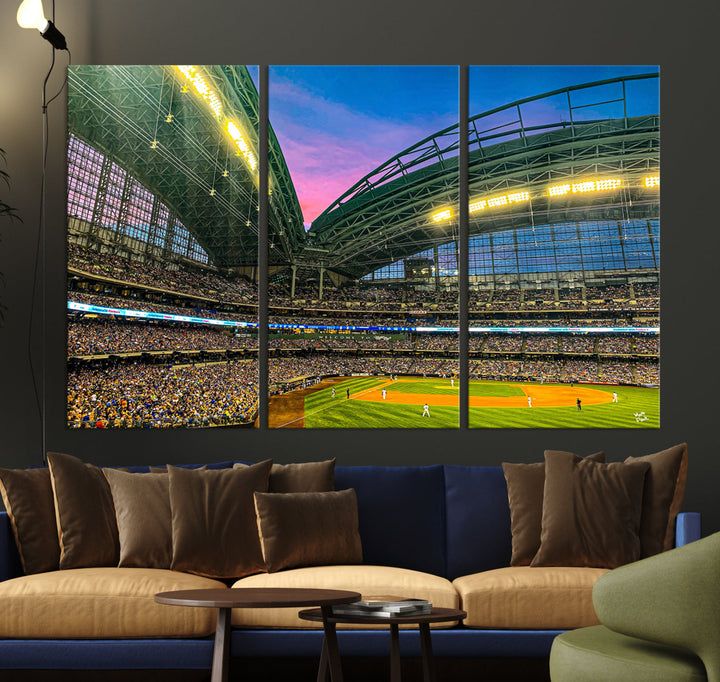 American Family Field Wall Art Print Miller Park Stadium Canvas Print Baseball Wall Art, MLB Wall Decor Baseball Lover Gifts Dorm Wall Decor