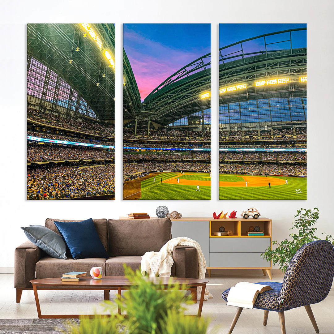 American Family Field Wall Art Print Miller Park Stadium Canvas Print Baseball Wall Art, MLB Wall Decor Baseball Lover Gifts Dorm Wall Decor