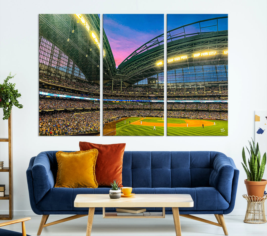 American Family Field Wall Art Print Miller Park Stadium Canvas Print Baseball Wall Art, MLB Wall Decor Baseball Lover Gifts Dorm Wall Decor