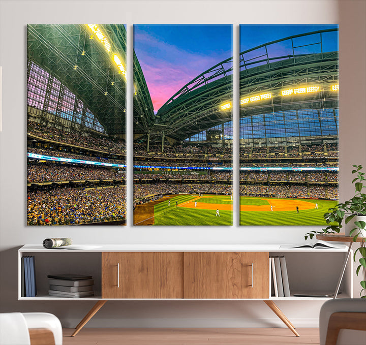 American Family Field Wall Art Print Miller Park Stadium Canvas Print Baseball Wall Art, MLB Wall Decor Baseball Lover Gifts Dorm Wall Decor