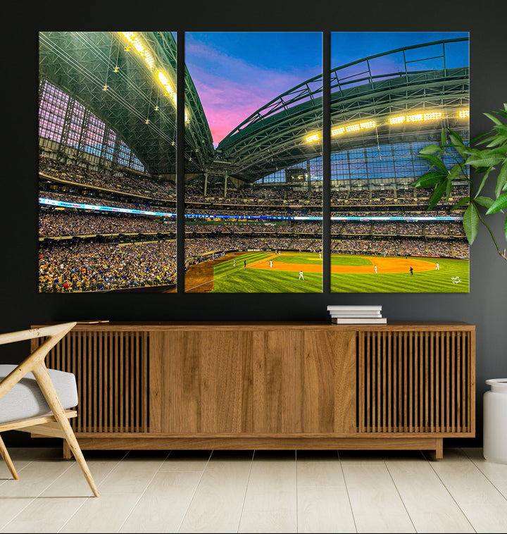 American Family Field Wall Art Print Miller Park Stadium Canvas Print Baseball Wall Art, MLB Wall Decor Baseball Lover Gifts Dorm Wall Decor