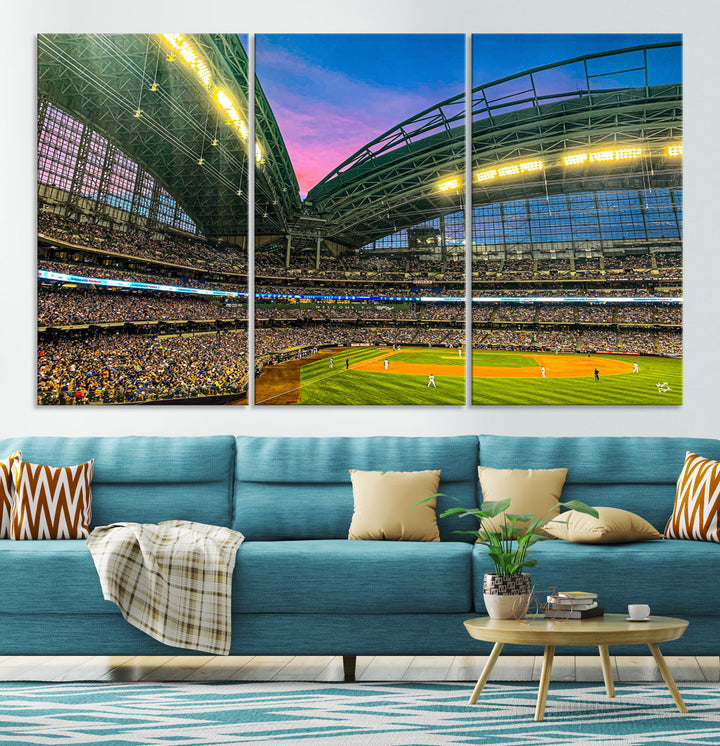 American Family Field Wall Art Print Miller Park Stadium Canvas Print Baseball Wall Art, MLB Wall Decor Baseball Lover Gifts Dorm Wall Decor