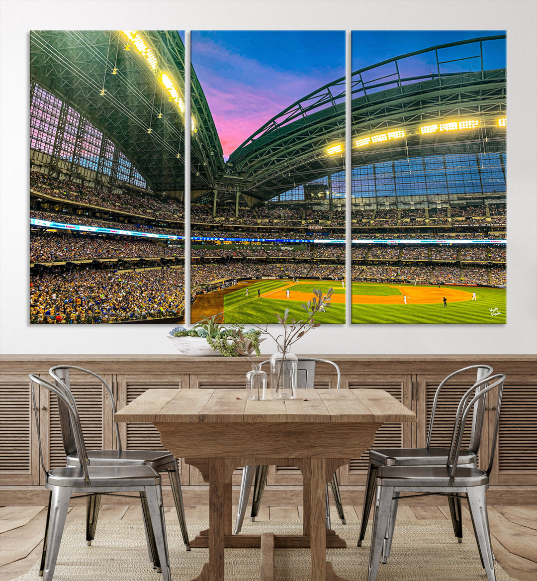 American Family Field Wall Art Print Miller Park Stadium Canvas Print Baseball Wall Art, MLB Wall Decor Baseball Lover Gifts Dorm Wall Decor