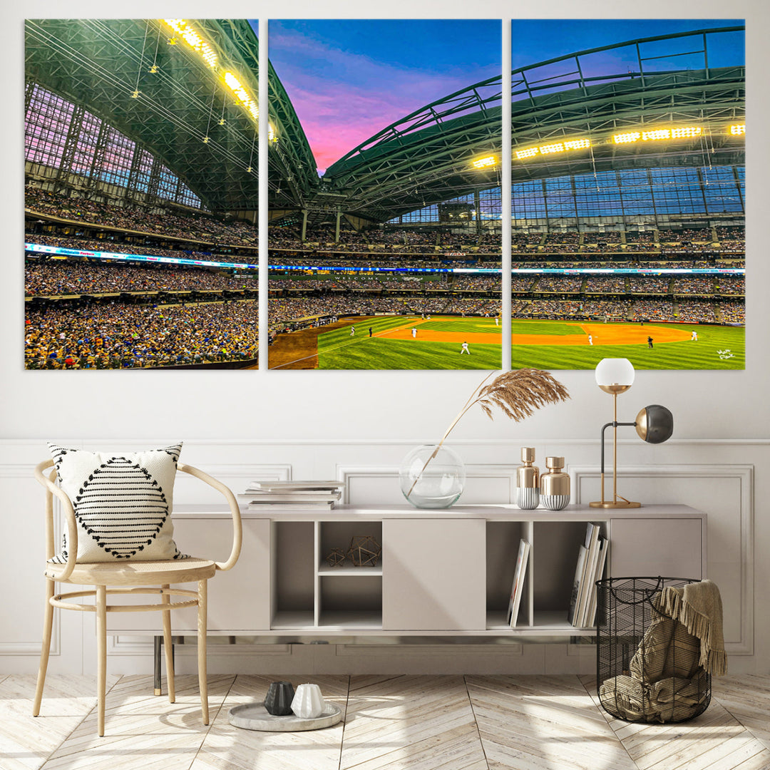 American Family Field Wall Art Print Miller Park Stadium Canvas Print Baseball Wall Art, MLB Wall Decor Baseball Lover Gifts Dorm Wall Decor