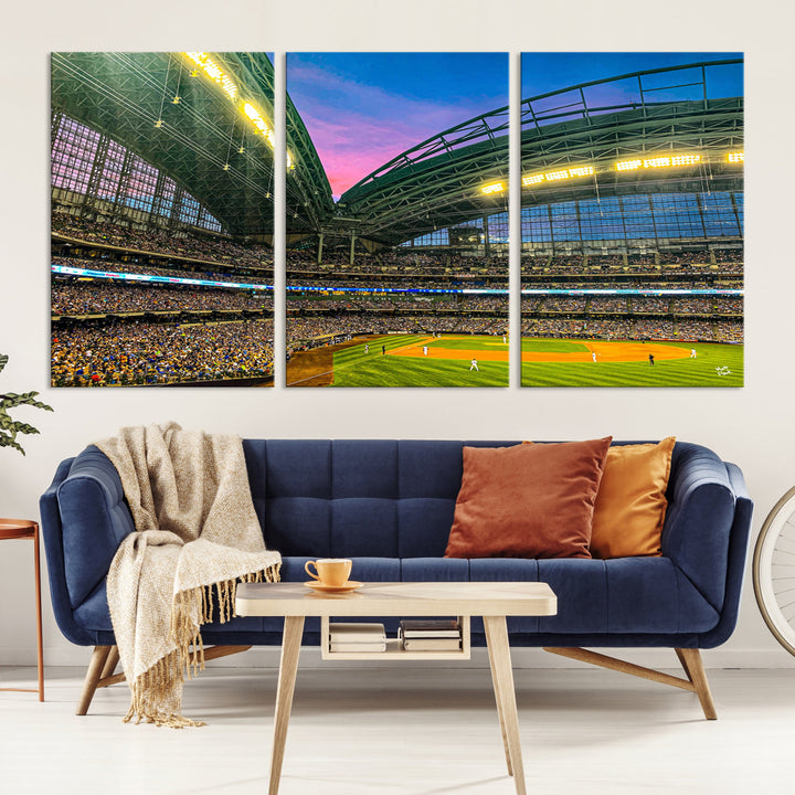 American Family Field Wall Art Print Miller Park Stadium Canvas Print Baseball Wall Art, MLB Wall Decor Baseball Lover Gifts Dorm Wall Decor