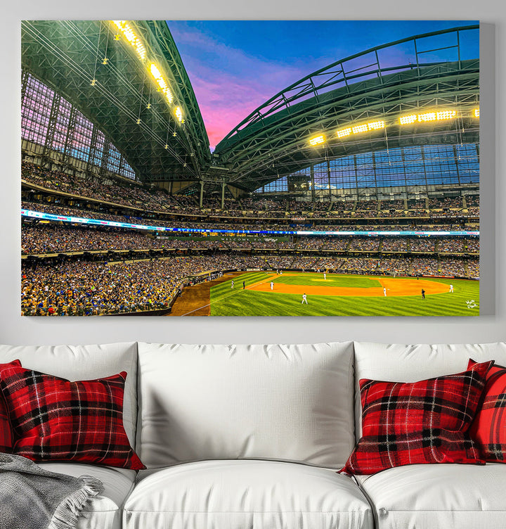 American Family Field Wall Art Print Miller Park Stadium Canvas Print Baseball Wall Art, MLB Wall Decor Baseball Lover Gifts Dorm Wall Decor