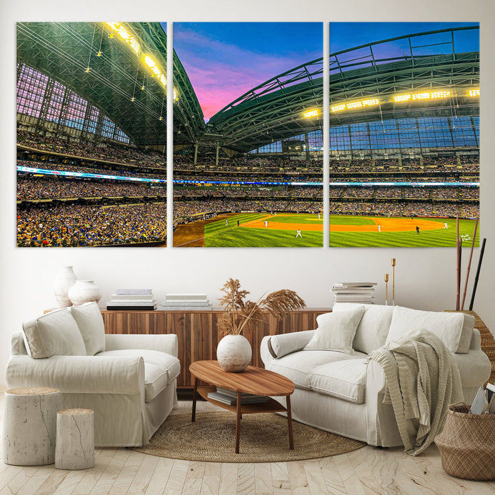 American Family Field Wall Art Print Miller Park Stadium Canvas Print Baseball Wall Art, MLB Wall Decor Baseball Lover Gifts Dorm Wall Decor