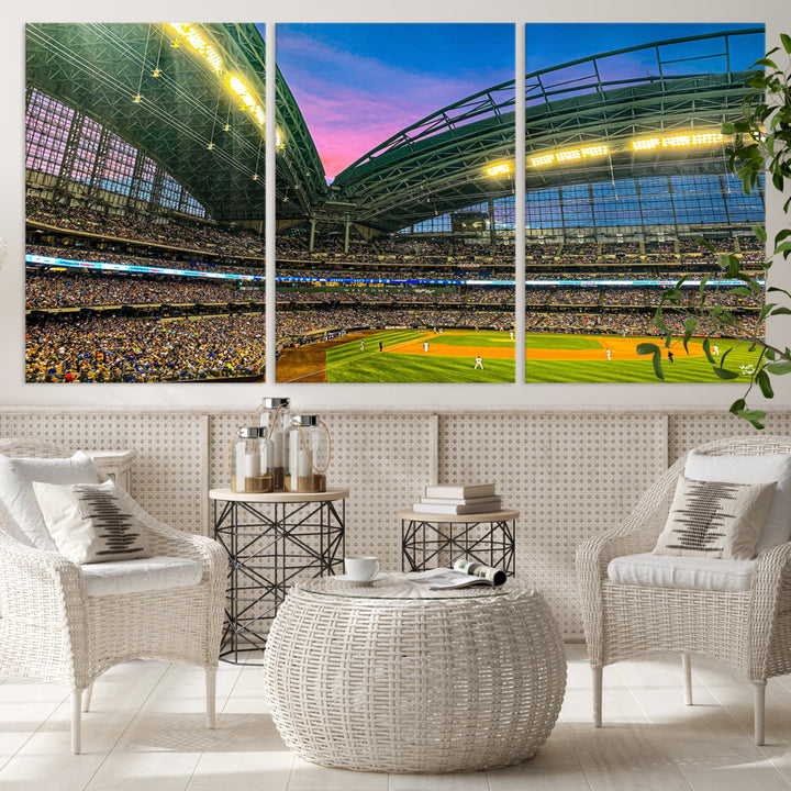 American Family Field Wall Art Print Miller Park Stadium Canvas Print Baseball Wall Art, MLB Wall Decor Baseball Lover Gifts Dorm Wall Decor