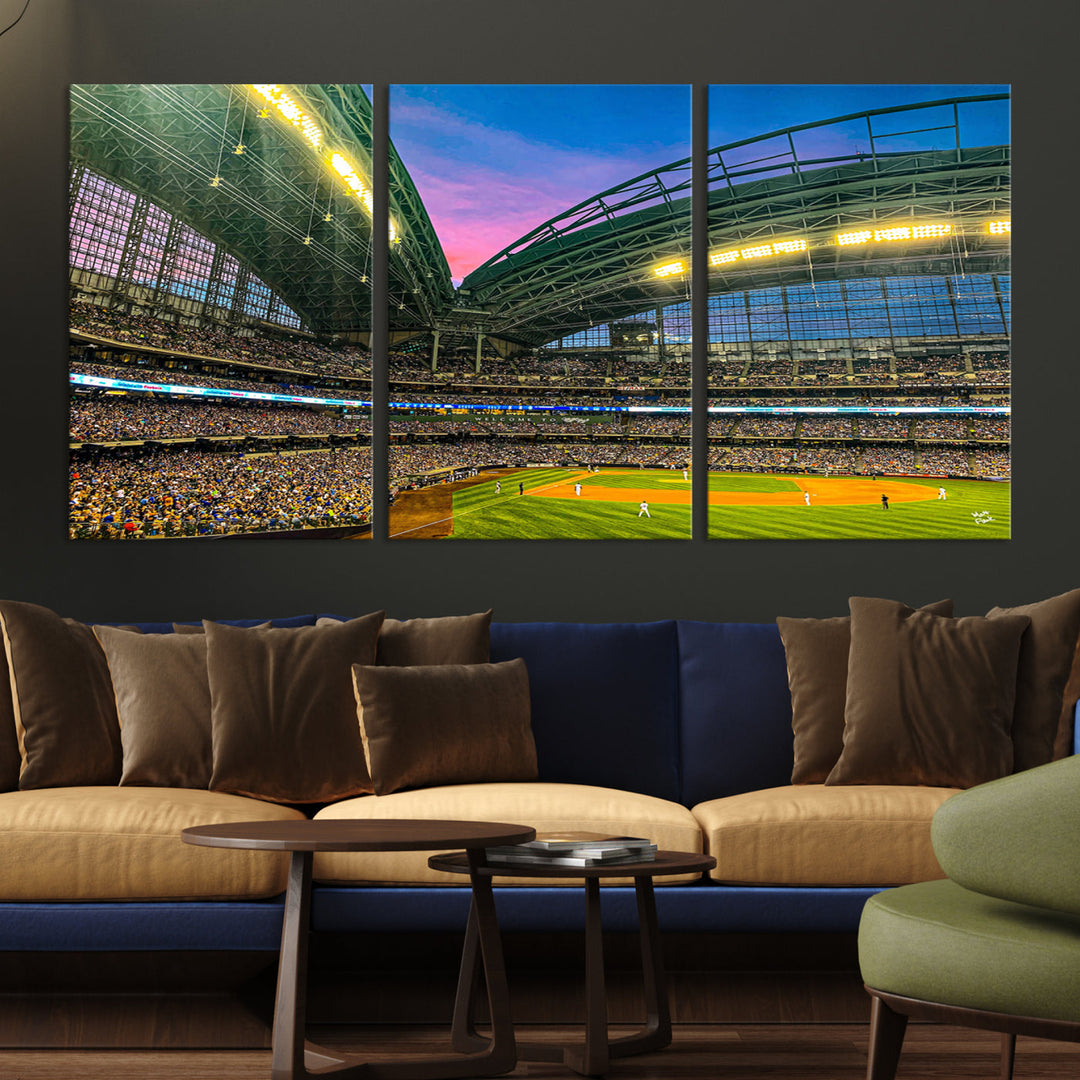 American Family Field Wall Art Print Miller Park Stadium Canvas Print Baseball Wall Art, MLB Wall Decor Baseball Lover Gifts Dorm Wall Decor