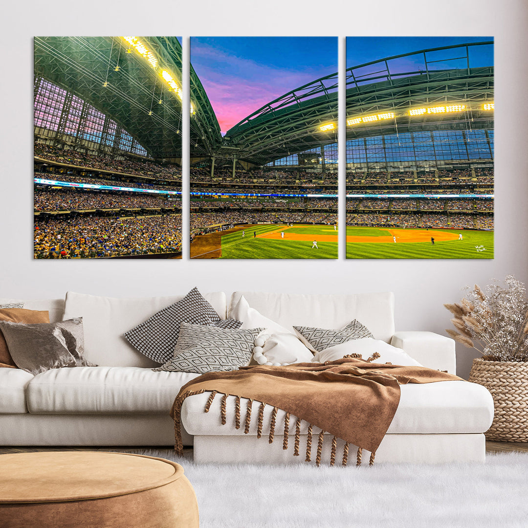 American Family Field Wall Art Print Miller Park Stadium Canvas Print Baseball Wall Art, MLB Wall Decor Baseball Lover Gifts Dorm Wall Decor