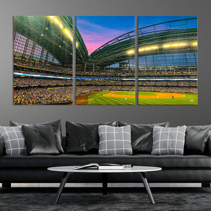 American Family Field Wall Art Print Miller Park Stadium Canvas Print Baseball Wall Art, MLB Wall Decor Baseball Lover Gifts Dorm Wall Decor