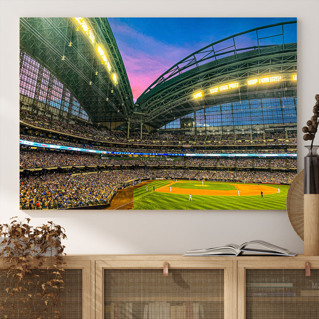 American Family Field Wall Art Print Miller Park Stadium Canvas Print Baseball Wall Art, MLB Wall Decor Baseball Lover Gifts Dorm Wall Decor