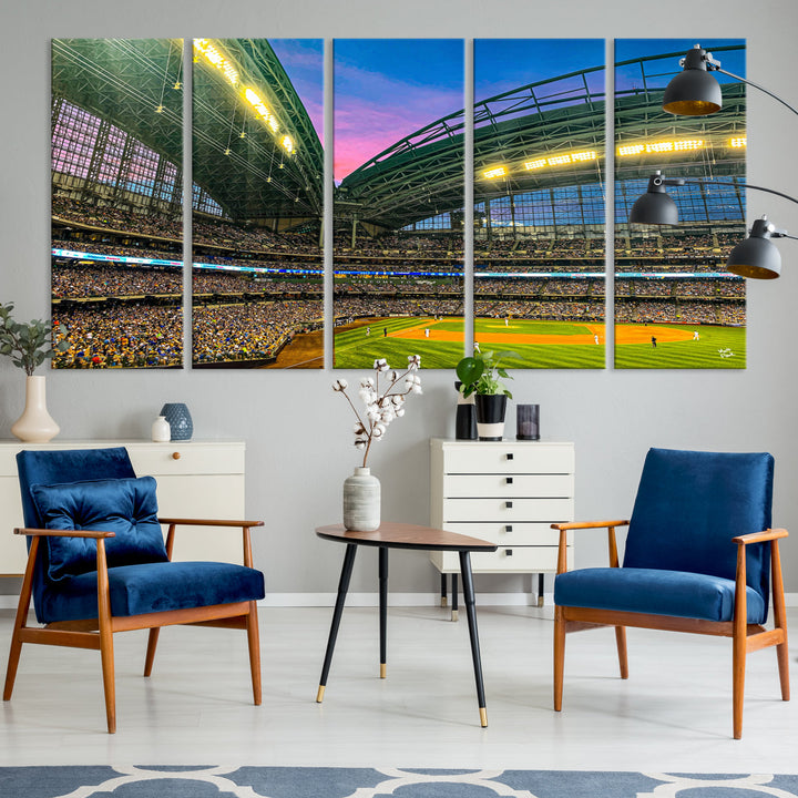 American Family Field Wall Art Print Miller Park Stadium Canvas Print Baseball Wall Art, MLB Wall Decor Baseball Lover Gifts Dorm Wall Decor