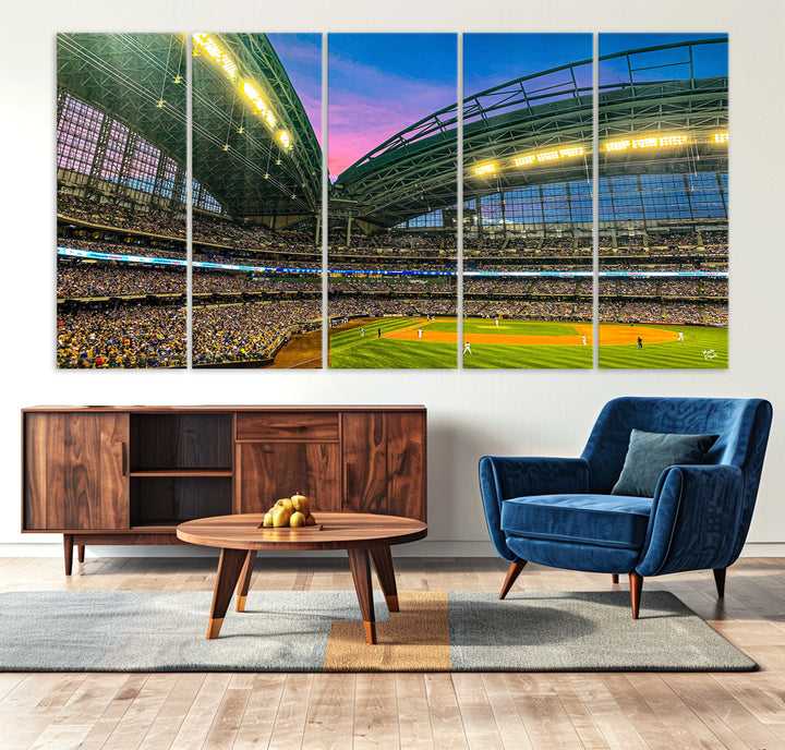 American Family Field Wall Art Print Miller Park Stadium Canvas Print Baseball Wall Art, MLB Wall Decor Baseball Lover Gifts Dorm Wall Decor