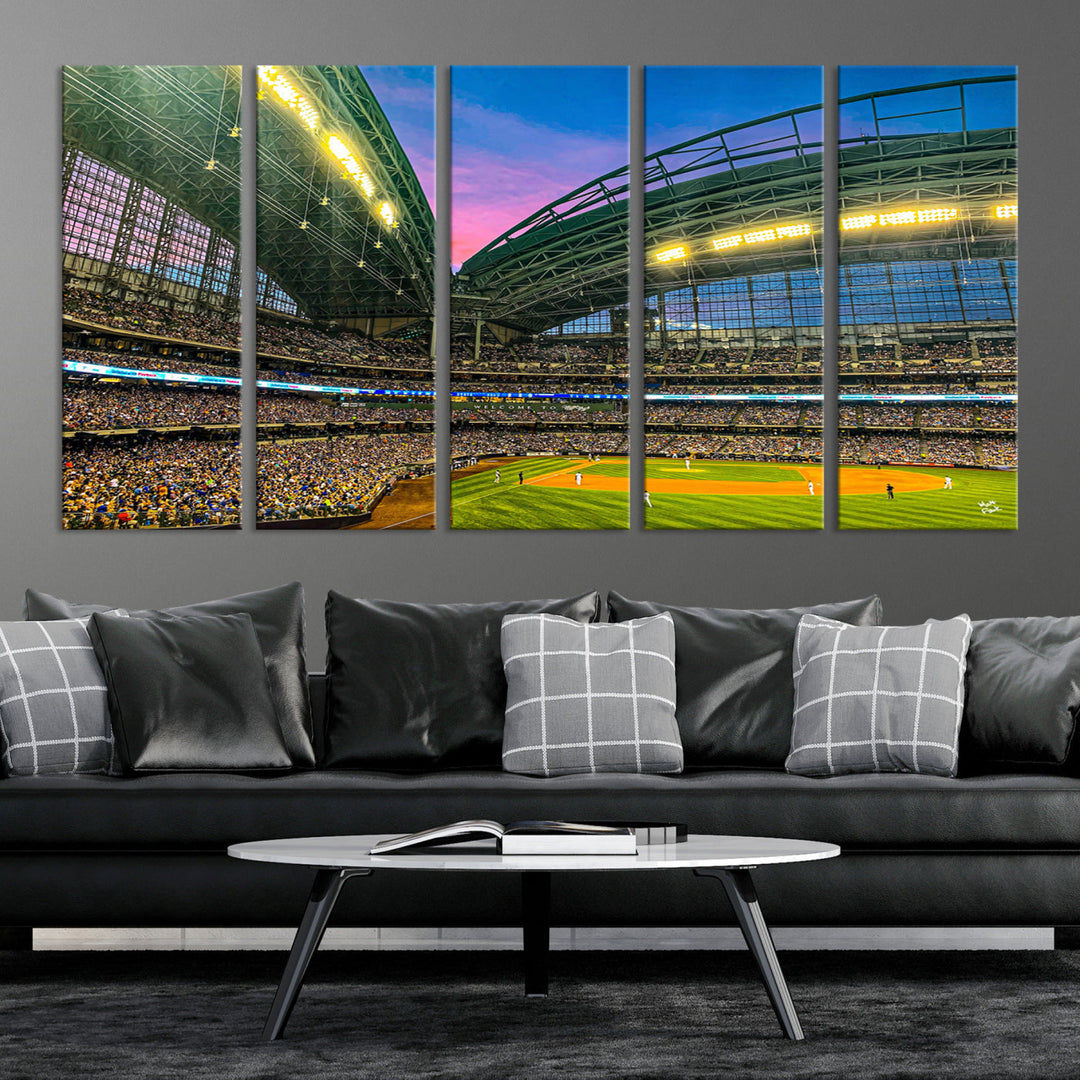 American Family Field Wall Art Print Miller Park Stadium Canvas Print Baseball Wall Art, MLB Wall Decor Baseball Lover Gifts Dorm Wall Decor