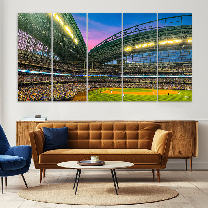 American Family Field Wall Art Print Miller Park Stadium Canvas Print Baseball Wall Art, MLB Wall Decor Baseball Lover Gifts Dorm Wall Decor