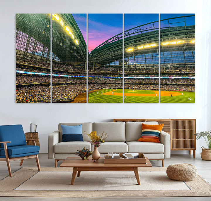 American Family Field Wall Art Print Miller Park Stadium Canvas Print Baseball Wall Art, MLB Wall Decor Baseball Lover Gifts Dorm Wall Decor