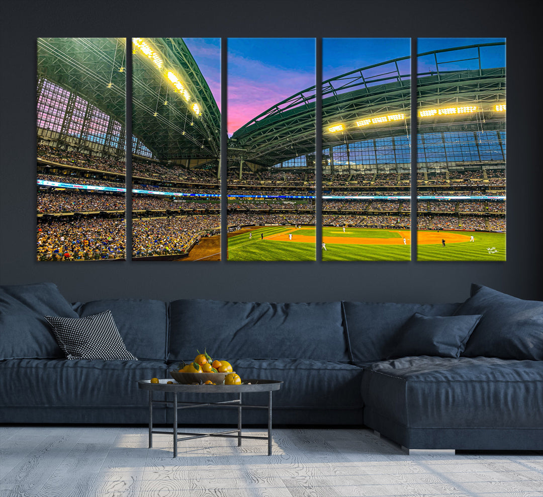 American Family Field Wall Art Print Miller Park Stadium Canvas Print Baseball Wall Art, MLB Wall Decor Baseball Lover Gifts Dorm Wall Decor