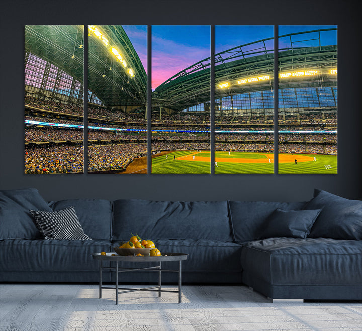 American Family Field Wall Art Print Miller Park Stadium Canvas Print Baseball Wall Art, MLB Wall Decor Baseball Lover Gifts Dorm Wall Decor