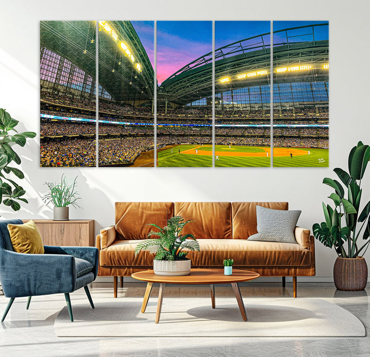 American Family Field Wall Art Print Miller Park Stadium Canvas Print Baseball Wall Art, MLB Wall Decor Baseball Lover Gifts Dorm Wall Decor