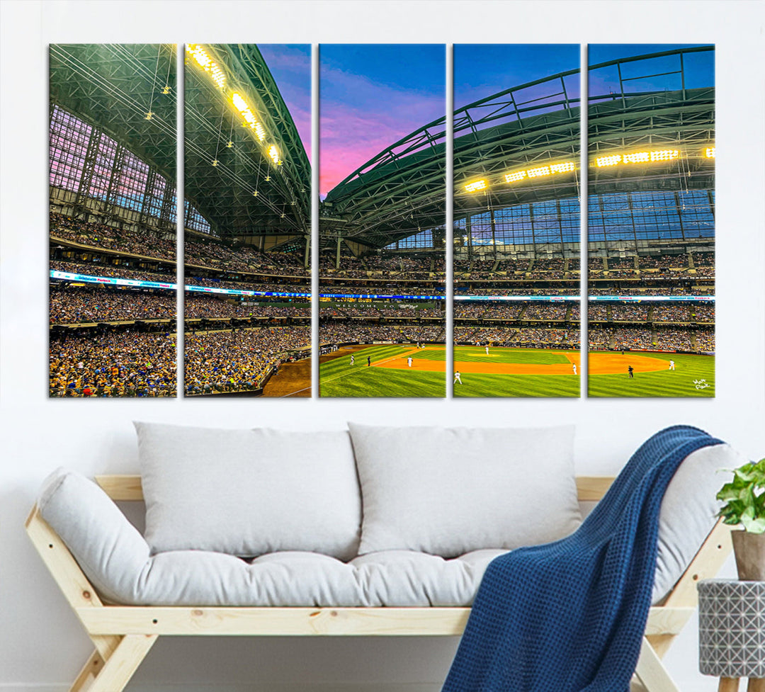 American Family Field Wall Art Print Miller Park Stadium Canvas Print Baseball Wall Art, MLB Wall Decor Baseball Lover Gifts Dorm Wall Decor