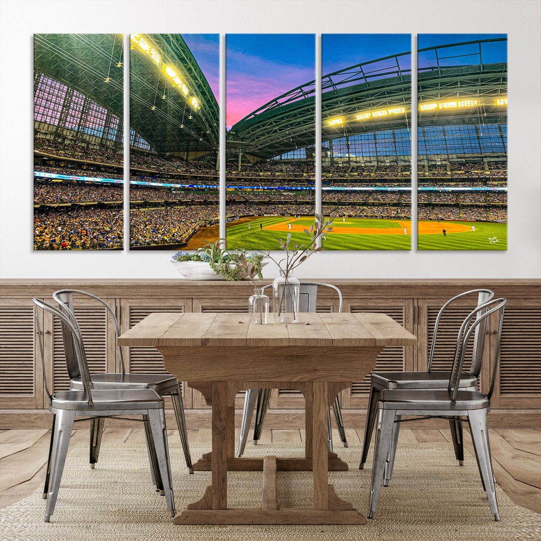 American Family Field Wall Art Print Miller Park Stadium Canvas Print Baseball Wall Art, MLB Wall Decor Baseball Lover Gifts Dorm Wall Decor