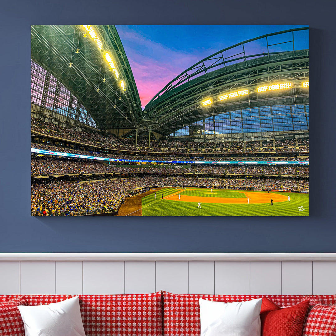 American Family Field Wall Art Print Miller Park Stadium Canvas Print Baseball Wall Art, MLB Wall Decor Baseball Lover Gifts Dorm Wall Decor