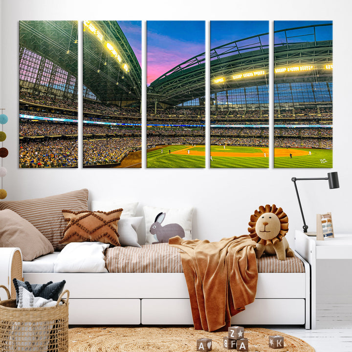 American Family Field Wall Art Print Miller Park Stadium Canvas Print Baseball Wall Art, MLB Wall Decor Baseball Lover Gifts Dorm Wall Decor