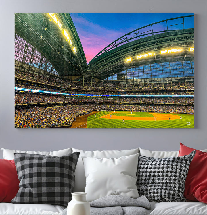 American Family Field Wall Art Print Miller Park Stadium Canvas Print Baseball Wall Art, MLB Wall Decor Baseball Lover Gifts Dorm Wall Decor