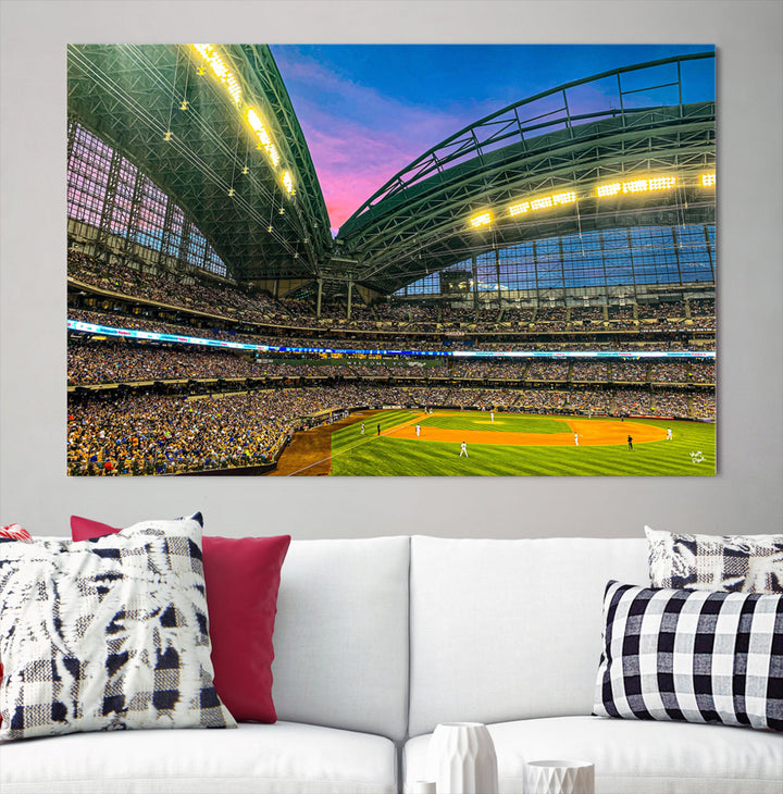 American Family Field Wall Art Print Miller Park Stadium Canvas Print Baseball Wall Art, MLB Wall Decor Baseball Lover Gifts Dorm Wall Decor