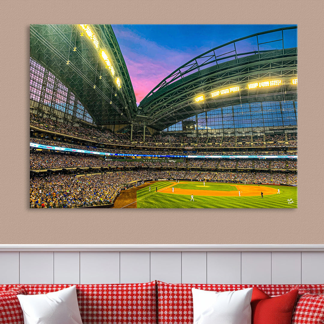 American Family Field Wall Art Print Miller Park Stadium Canvas Print Baseball Wall Art, MLB Wall Decor Baseball Lover Gifts Dorm Wall Decor