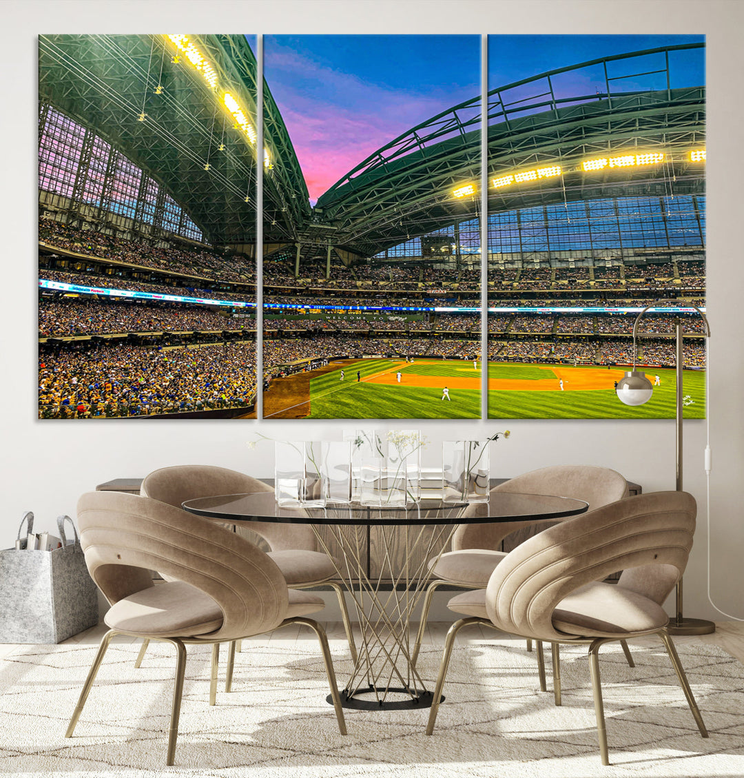 American Family Field Wall Art Print Miller Park Stadium Canvas Print Baseball Wall Art, MLB Wall Decor Baseball Lover Gifts Dorm Wall Decor