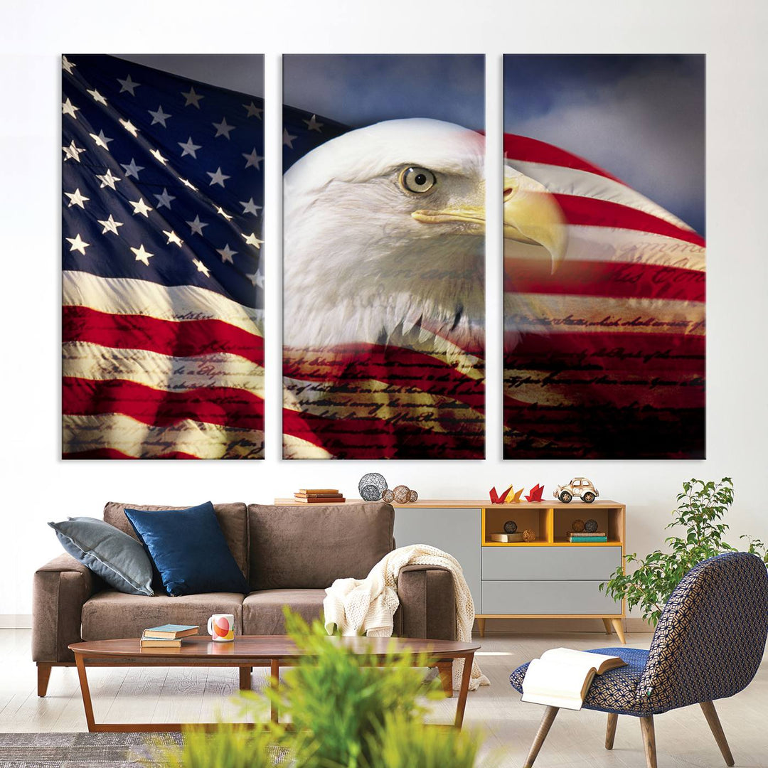 American Flag Eagle Symbol Wall Art Canvas Print