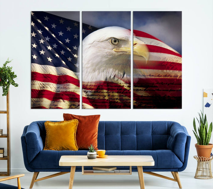 American Flag Eagle Symbol Wall Art Canvas Print