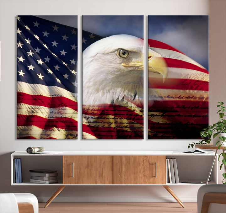 American Flag Eagle Symbol Wall Art Canvas Print