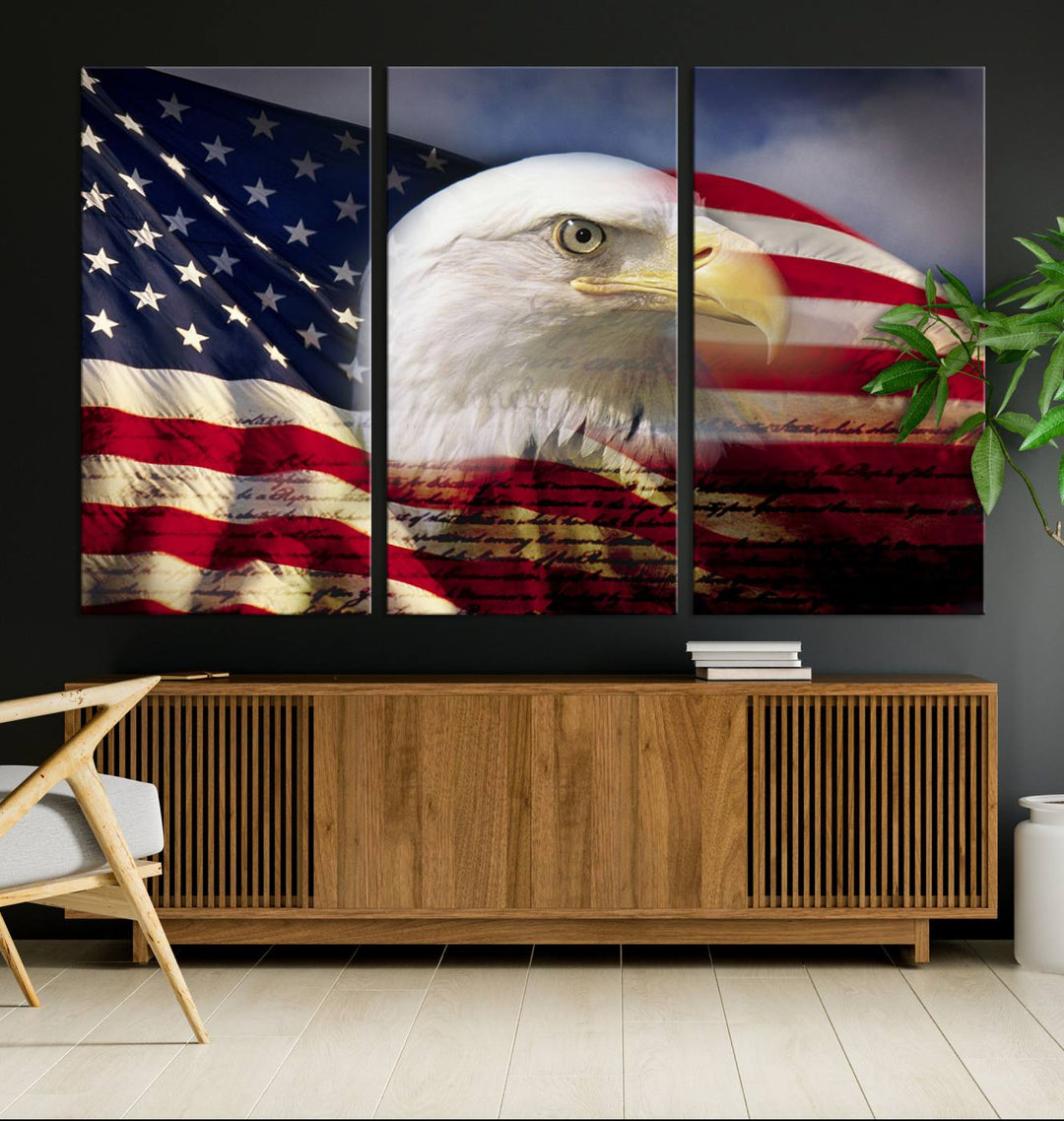 American Flag Eagle Symbol Wall Art Canvas Print