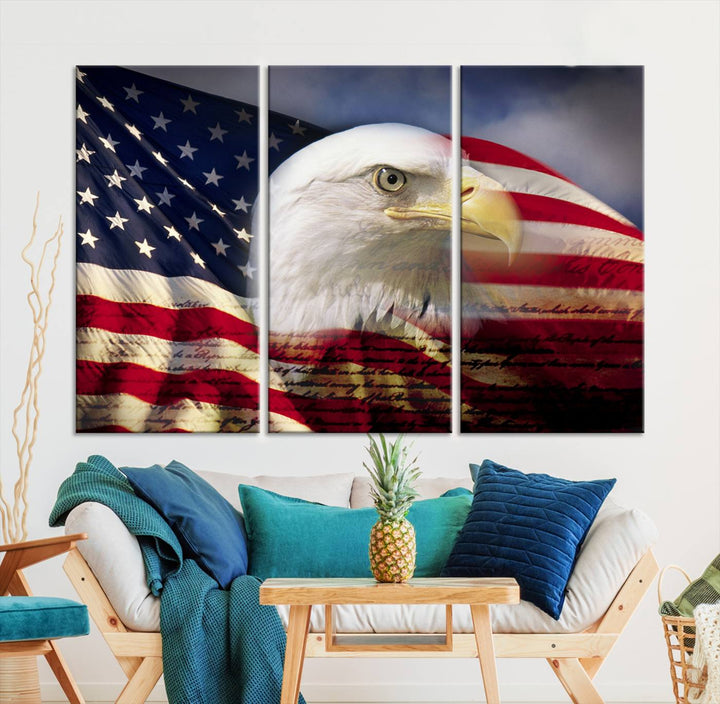 American Flag Eagle Symbol Wall Art Canvas Print