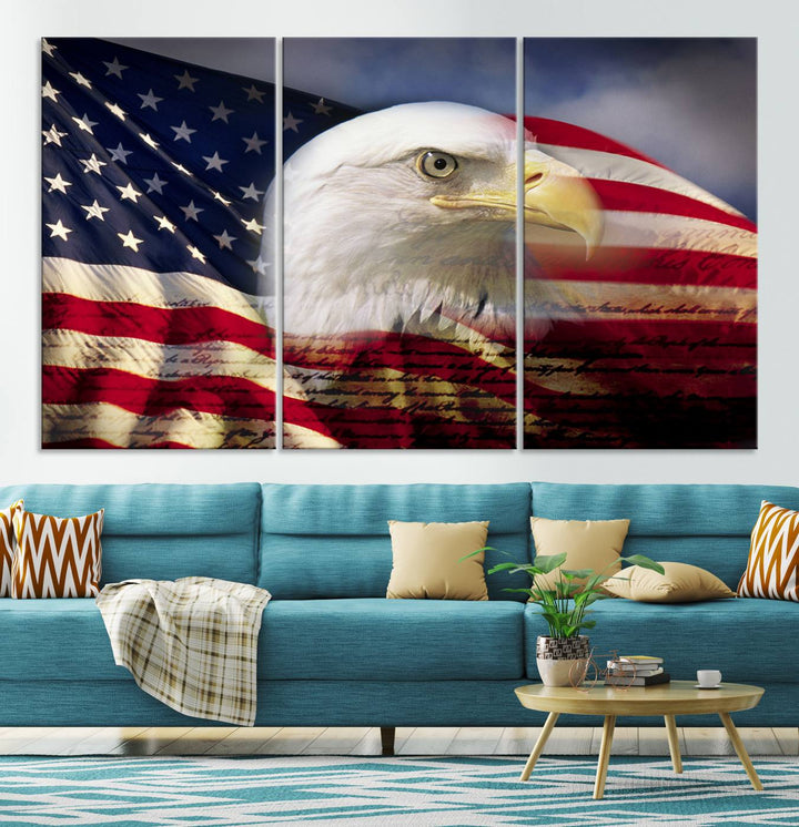 American Flag Eagle Symbol Wall Art Canvas Print