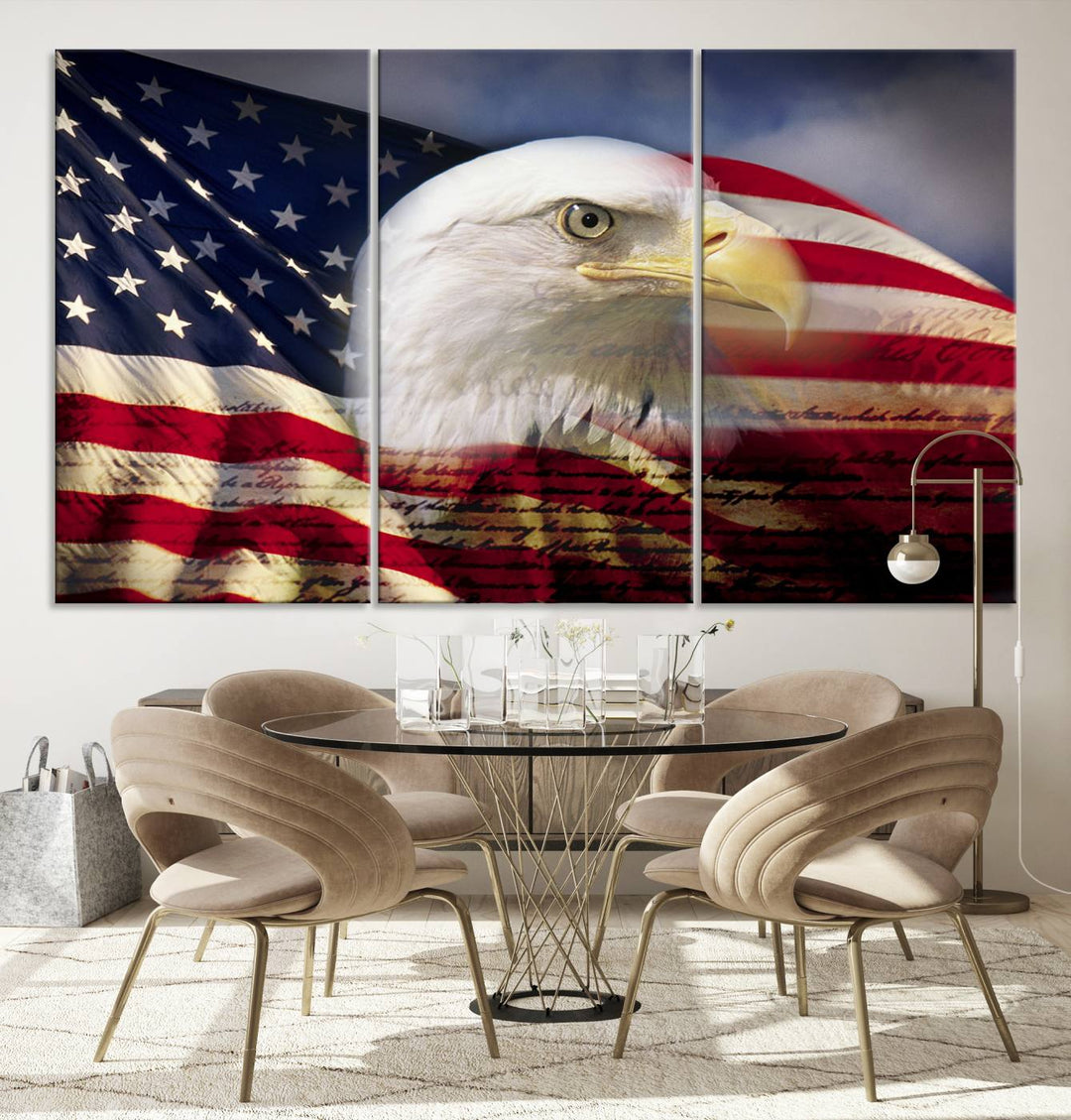 American Flag Eagle Symbol Wall Art Canvas Print