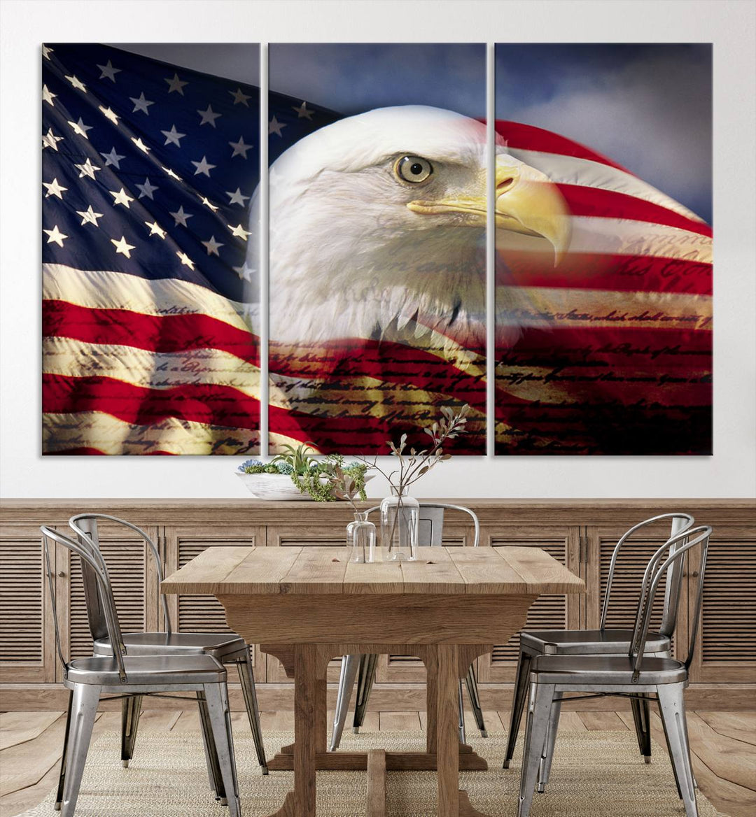 American Flag Eagle Symbol Wall Art Canvas Print