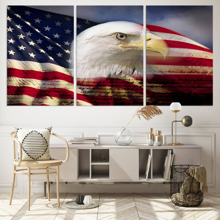 American Flag Eagle Symbol Wall Art Canvas Print