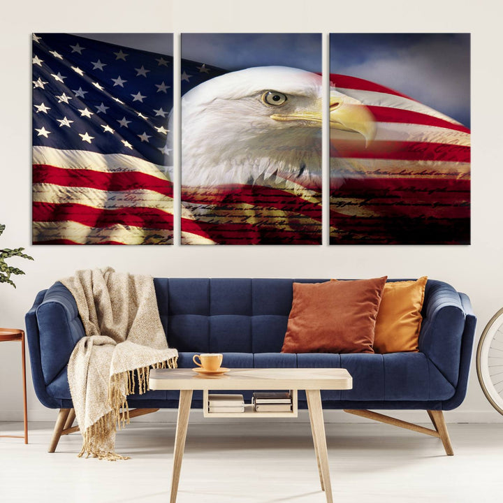 American Flag Eagle Symbol Wall Art Canvas Print