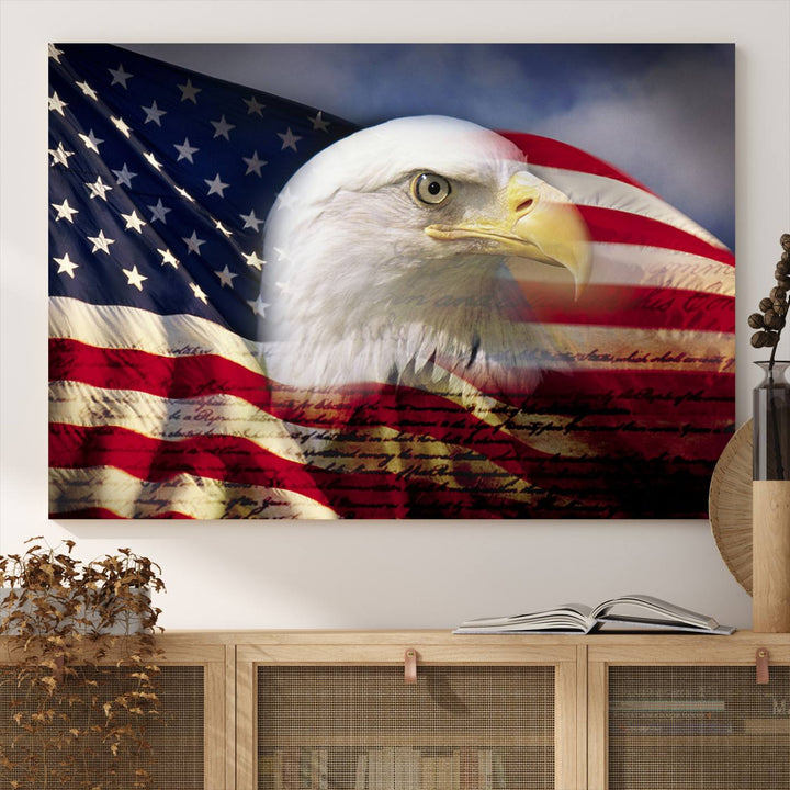 American Flag Eagle Symbol Wall Art Canvas Print